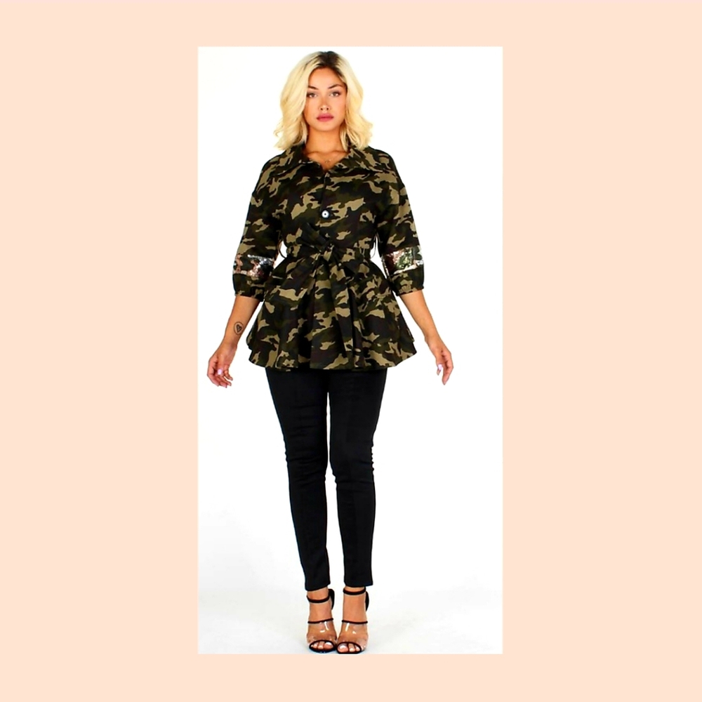 Camouflage sequins jacket